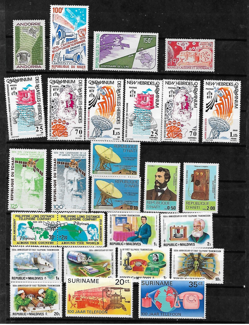 #FI11# LOT OF STAMPS, SETS AND SOUVENIR SHEETS OF SPACE AND TELEPHON, GRAHAM BELL. ALL MNH**. SEE 4 SCANS. - Sammlungen