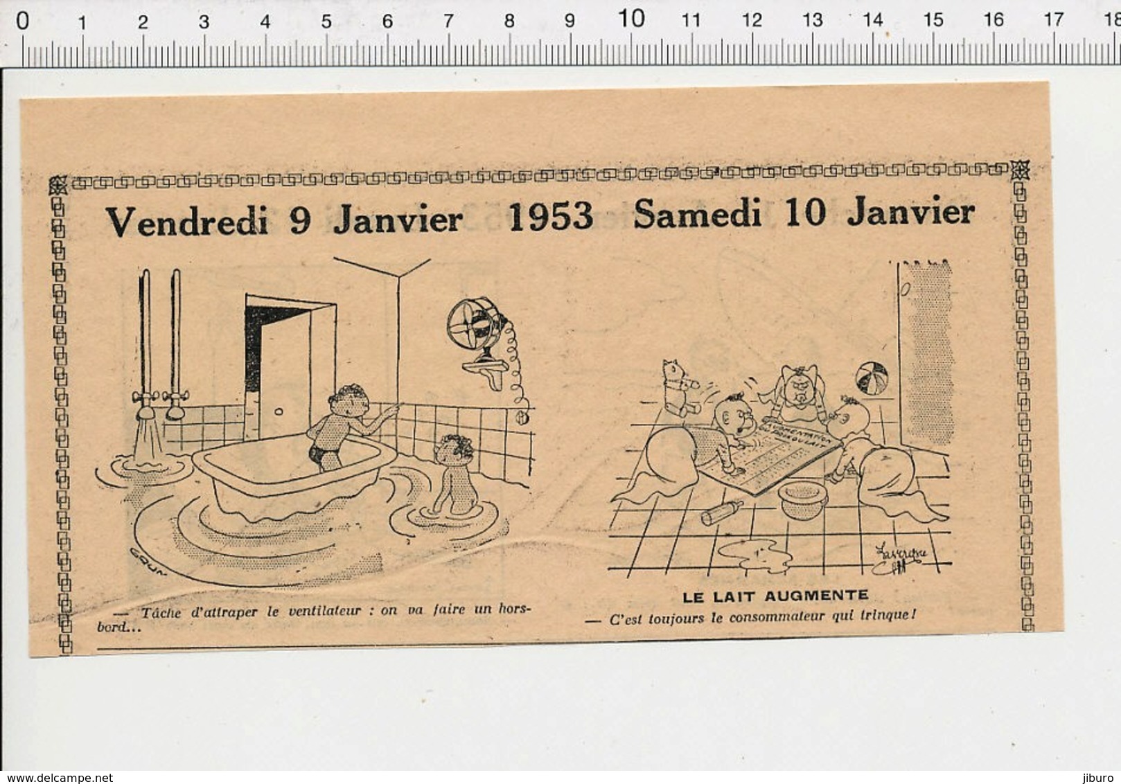 2 Scans 1954 Humour Joueurs De Cartes Jeu Ancien Biberon De Lait Bébé Bateau Hors-bord Ventilateur Ronflement Lit 223XL - Non Classés