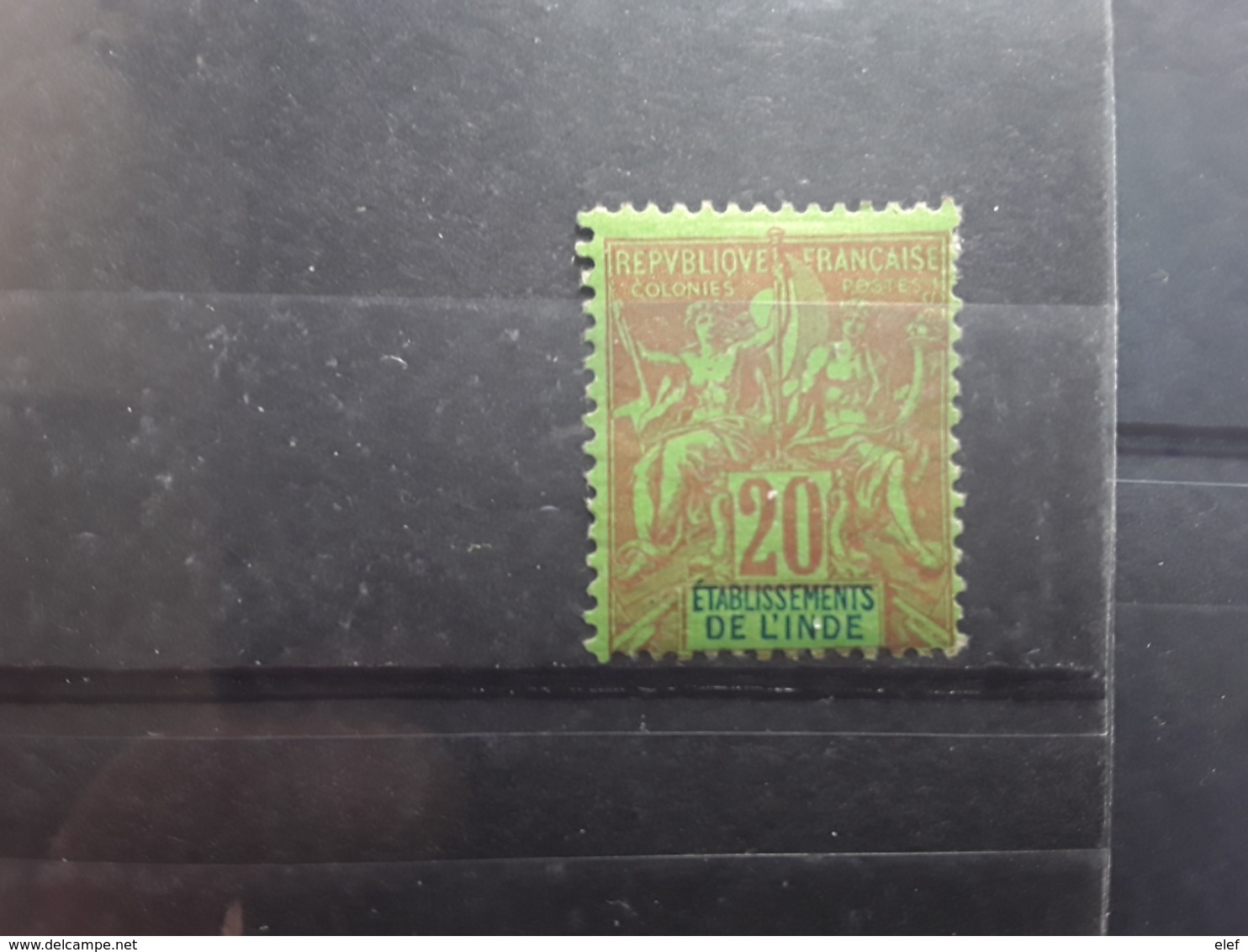 INDE FRANÇAISE  1892, Type Groupe , 20 C Brique Sur Vert,  Yvert No 7,  Neuf * MH , TB - Unused Stamps