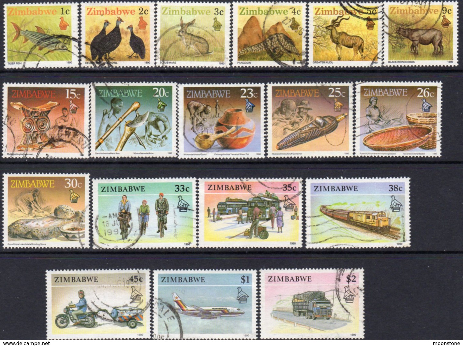 Zimbabwe 1990 Definitives Set Of 18, Used, SG 768/85 (BA2) - Zimbabwe (1980-...)