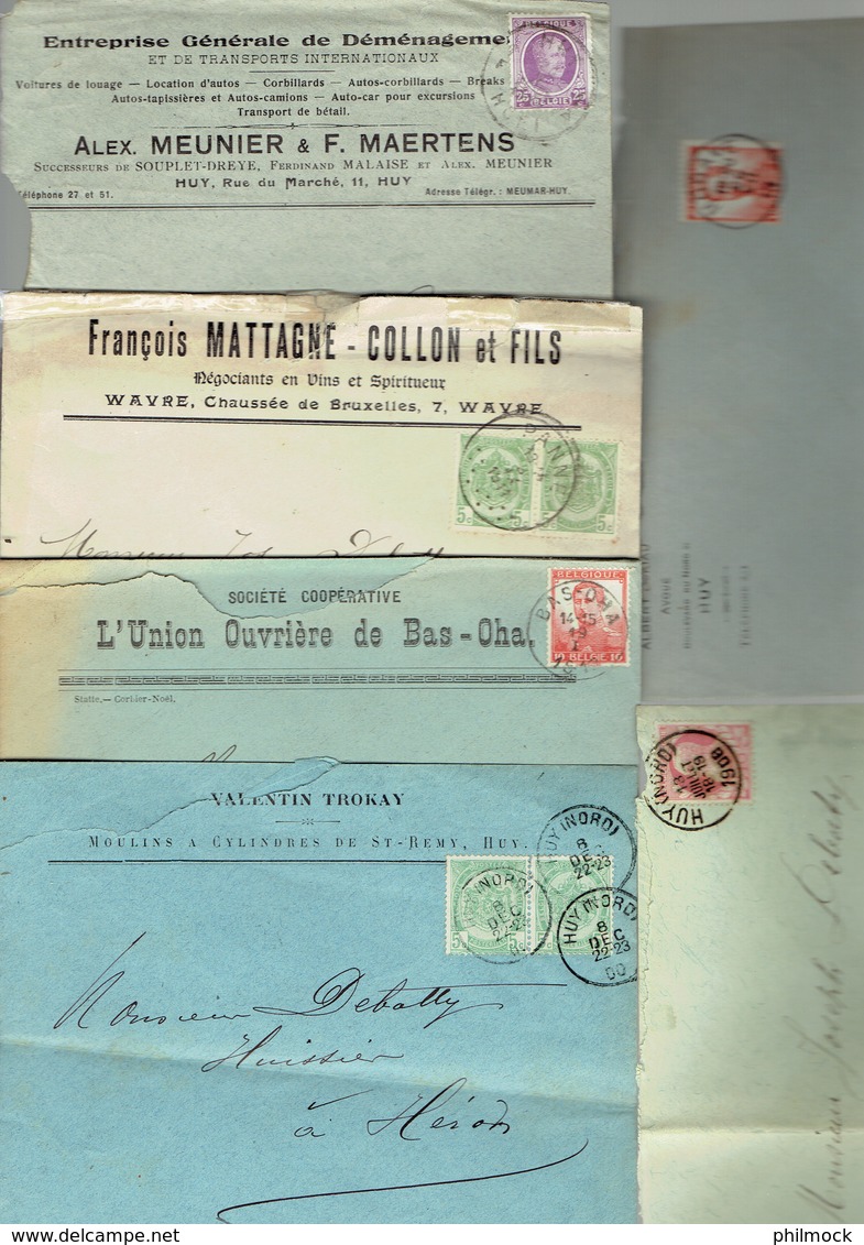 M. lot de 180 lettres anciennes a réparer 1890 -1925 - nombres de belles oblitération - Huy Nord-Moha-Bas-Oha-Héron etc.