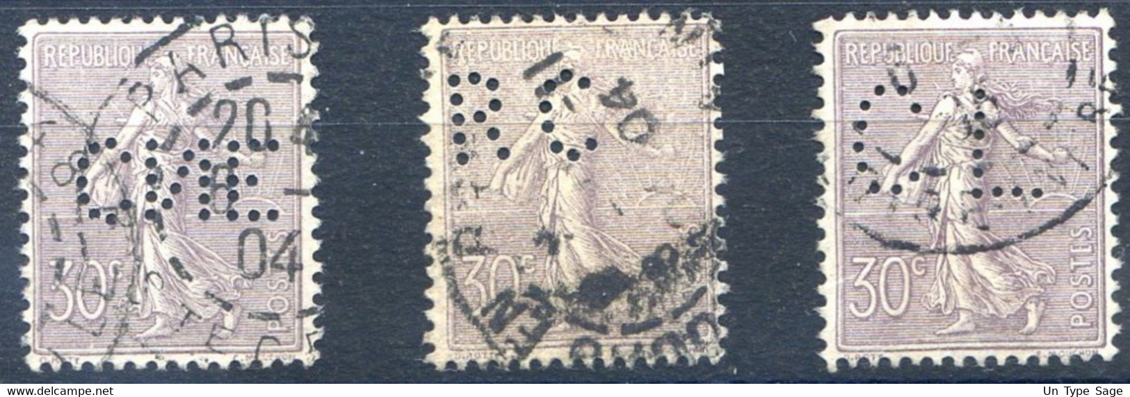 France Semeuse N°133 Oblitérés (lot De 3) PERFORE CNE, RC Et CL - (F636) - 1903-60 Sower - Ligned