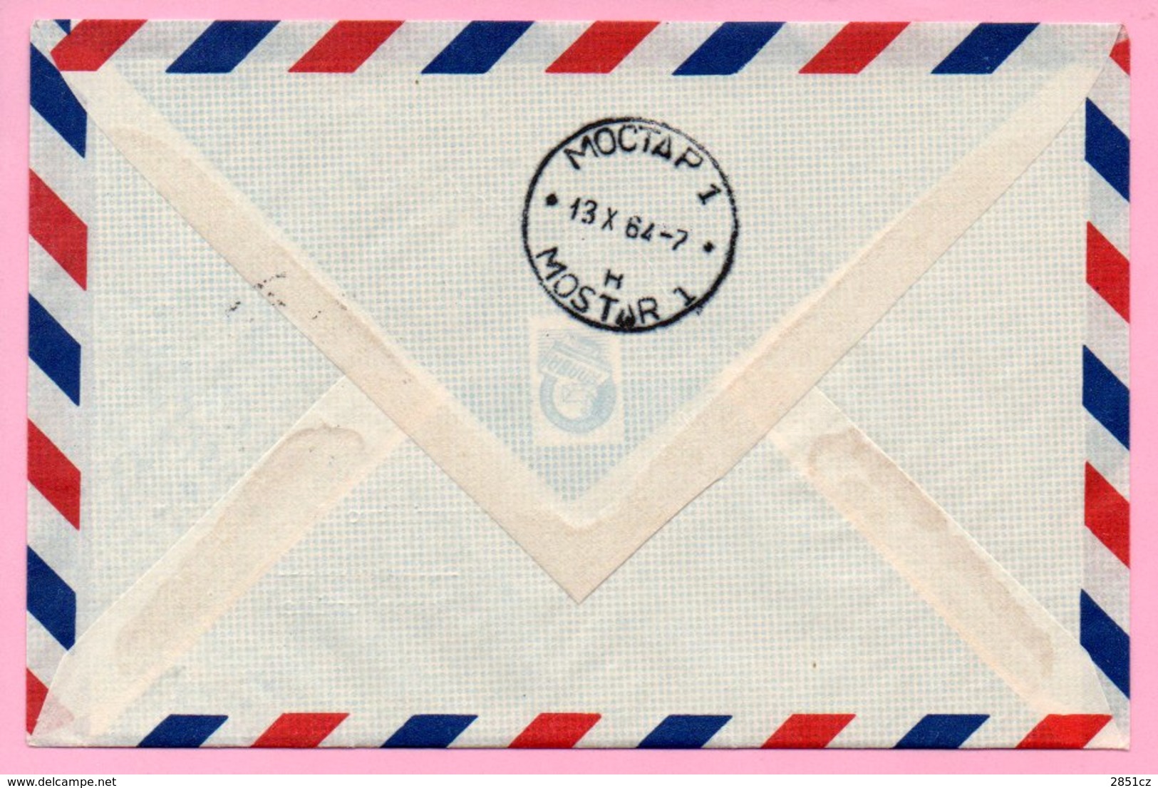 Cover - First Flight Zagreb - Mostar, Zagreb 12.10.1964., Yugoslavia, Airmail/Par Avion - Luftpost
