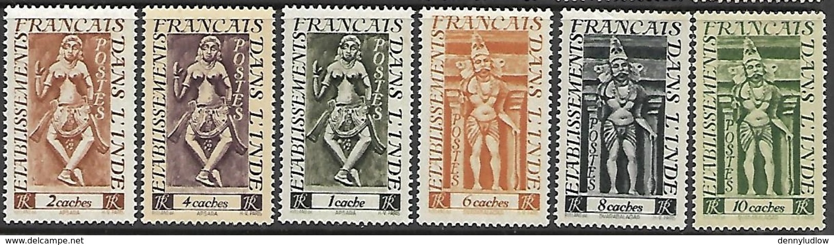 French India     1948   Sc#212-7  6 Diff  MH   2016 Scott Value $6.05 - Unused Stamps