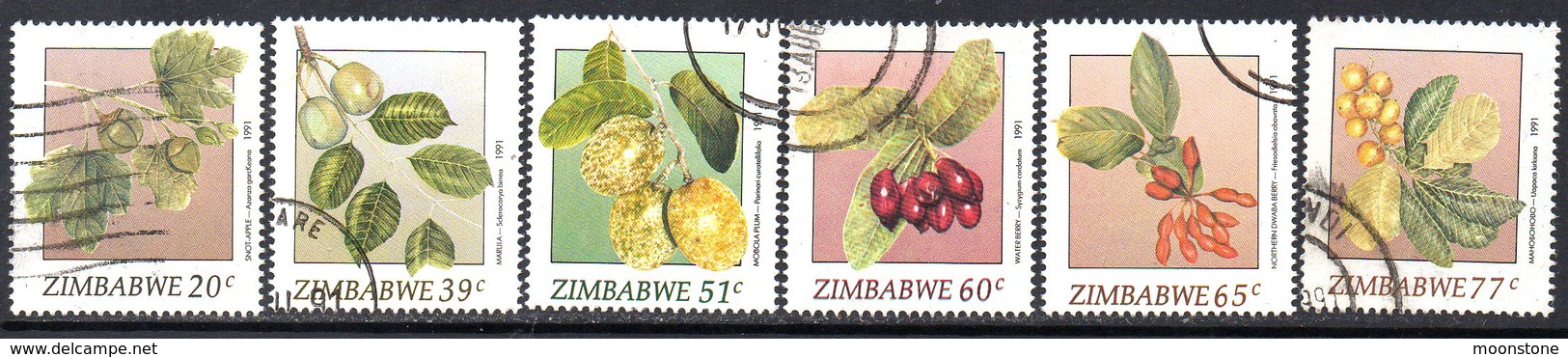 Zimbabwe 1991 Wild Fruits I Set Of 6, Used, SG 810/5 (BA2) - Zimbabwe (1980-...)