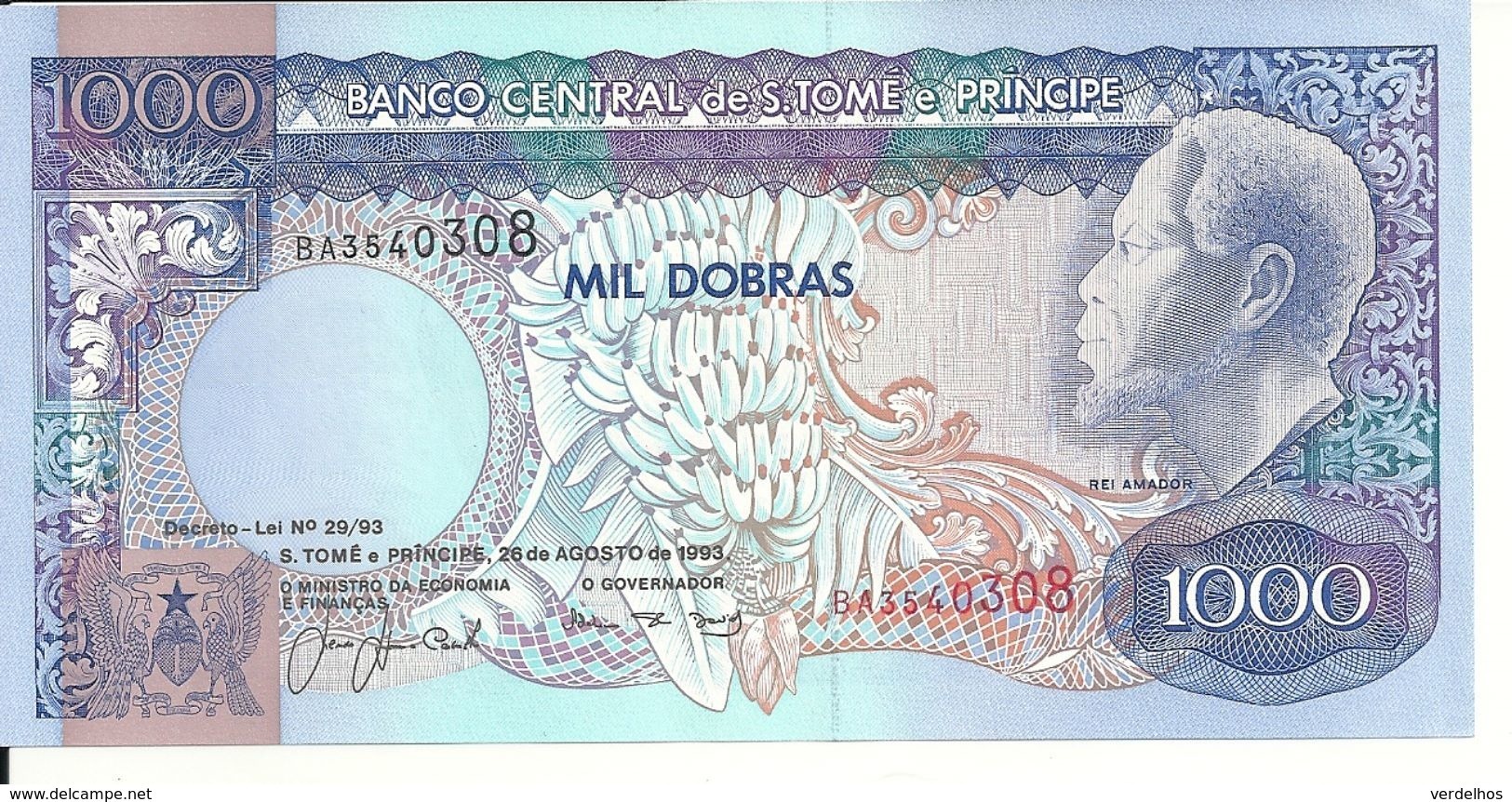 SAO TOME ET PRINCIPE 1000 DOBRAS 1993 UNC P 64 - Sao Tomé Et Principe