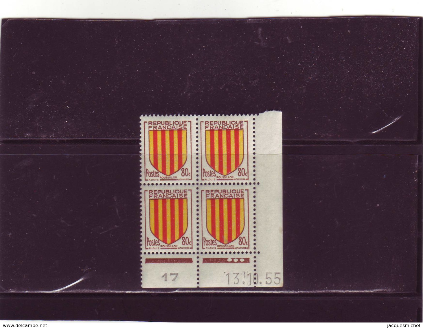 N° 1046 - 80c Blason Du ROUSSILLON - A De A+B - 1° Tirage Du 11.10 Au 13.10.55 - 13.10.1955 - - 1950-1959