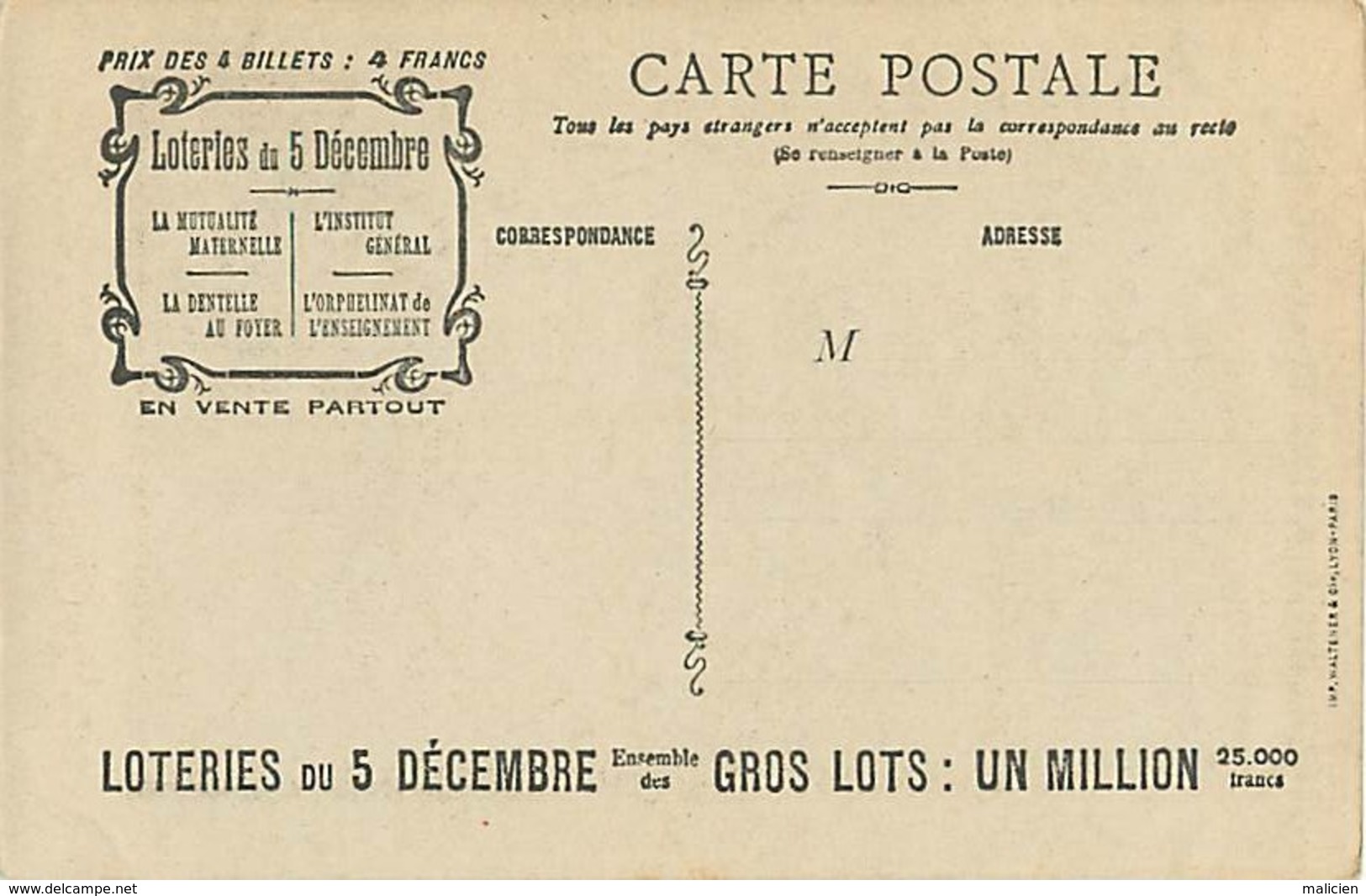 -ref-B70- Assurances - Caisse Generale Des Loteries - P. Reynaud - Paris - La Mutualité Maternelle - Loterie - Loteries - Otros & Sin Clasificación