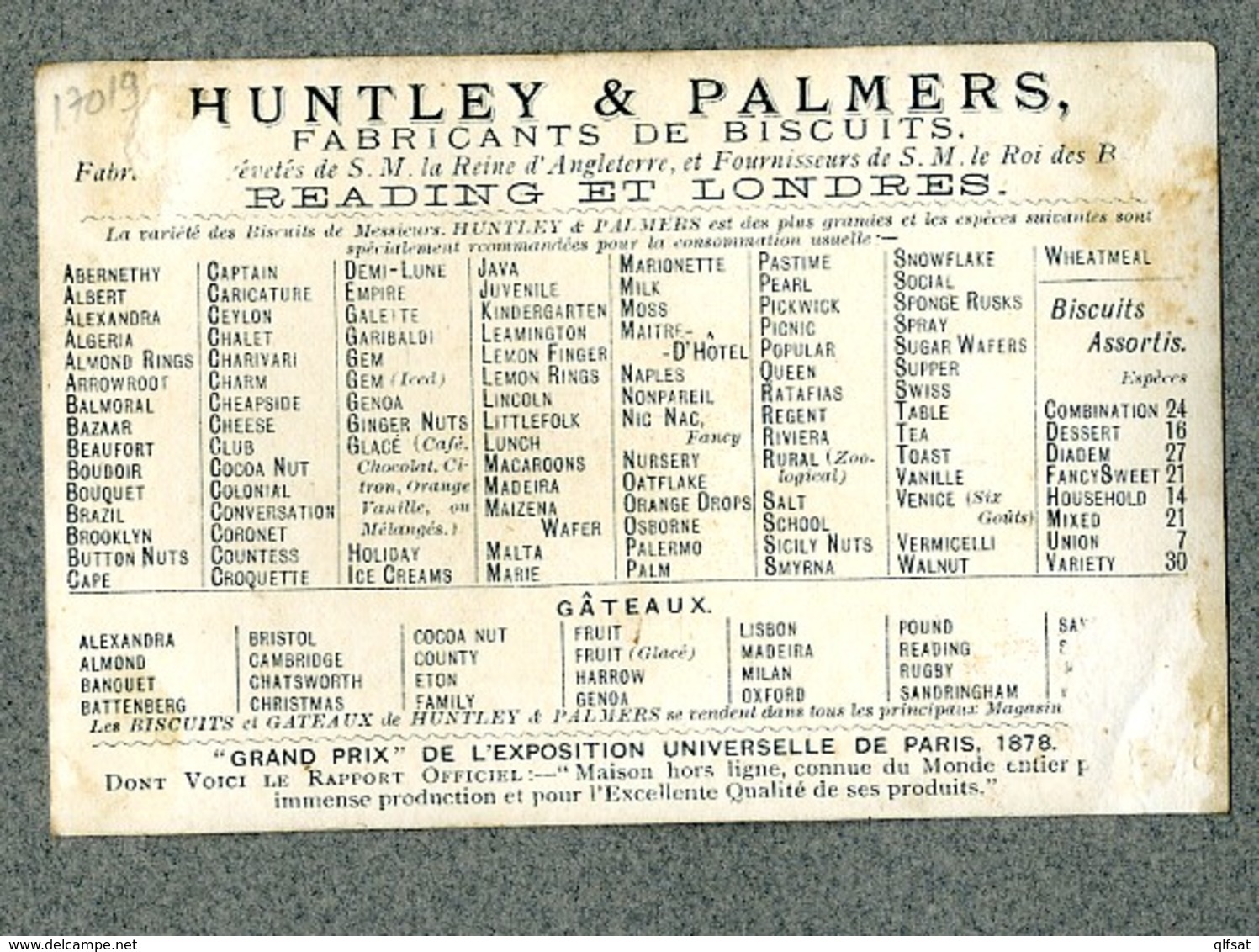 CHROMO HUNTLEY & PALMERS Chasseur Chasse Hunter SPORT Hunting 1880' Victorian Trade Card - Autres & Non Classés