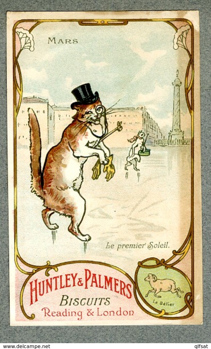 Serie 12 CHROMOS HUNTLEY & PALMERS MOIS 12 MONTHS Animaux Humanises Human Animals Monde Inverse Old Trade Cards Set - Autres & Non Classés