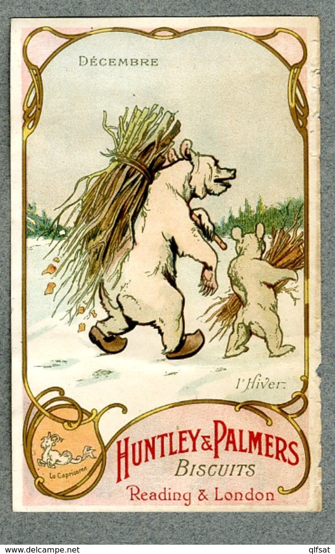 Serie 12 CHROMOS HUNTLEY & PALMERS MOIS 12 MONTHS Animaux humanises human animals monde inverse old trade cards set