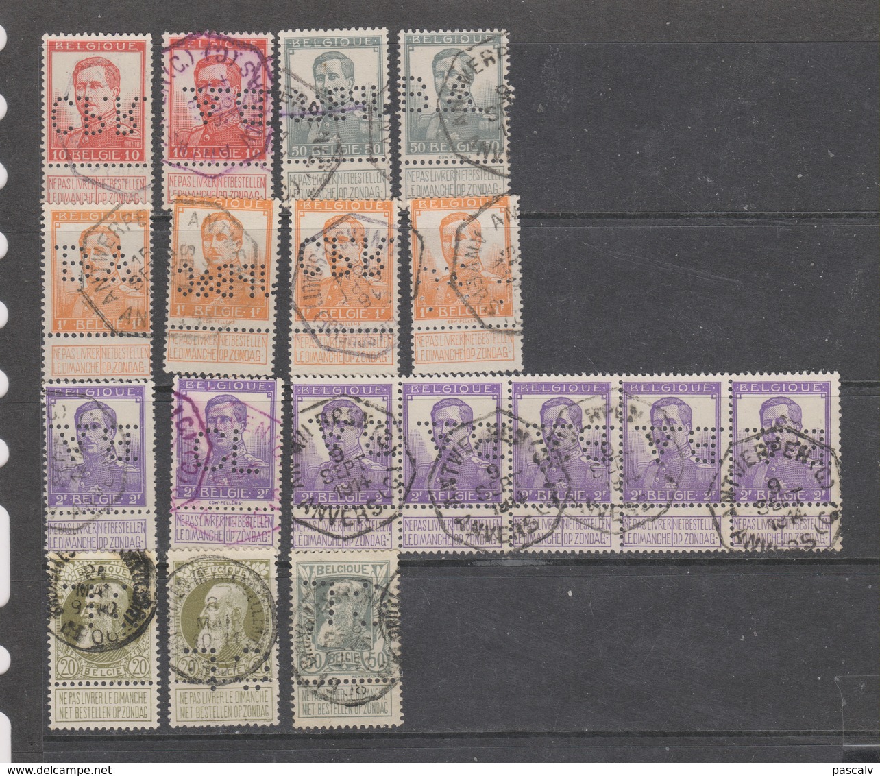 Lot De Timbres Perforés - 1909-34