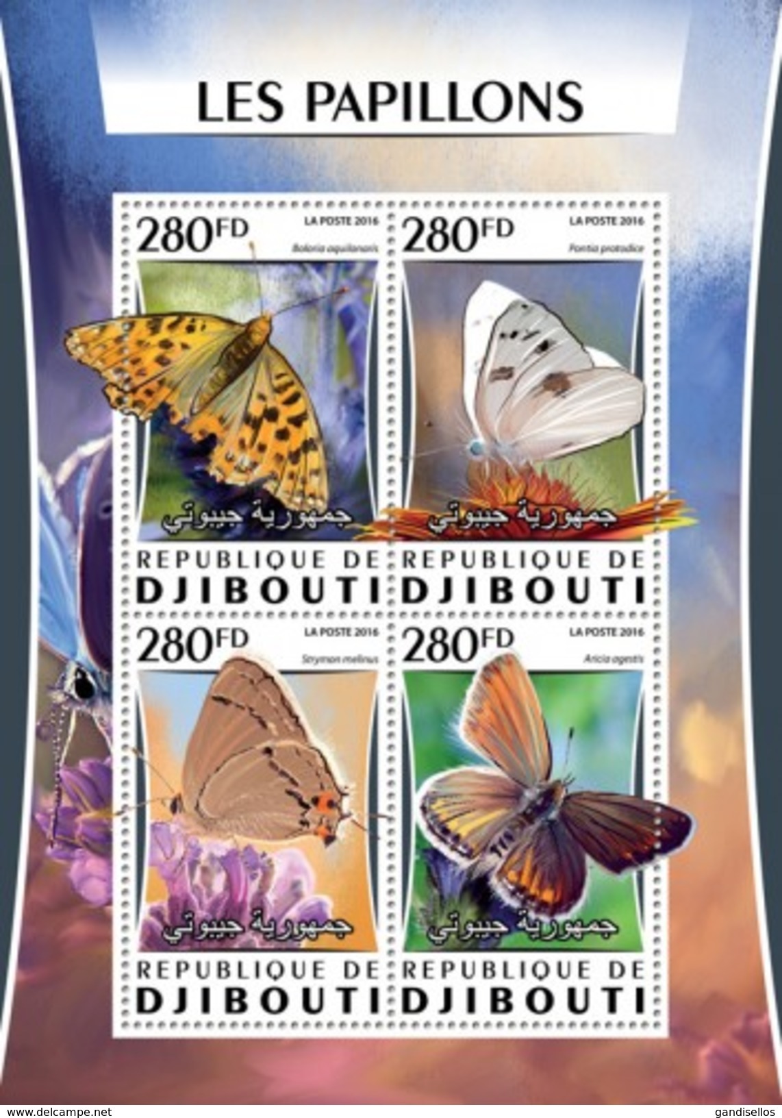 DJIBOUTI 2016 SHEET BUTTERFLIES PAPILLONS SCHMETTERLINGEN BORBOLETAS FARFALLE MARIPOSAS Djb16320a - Djibouti (1977-...)