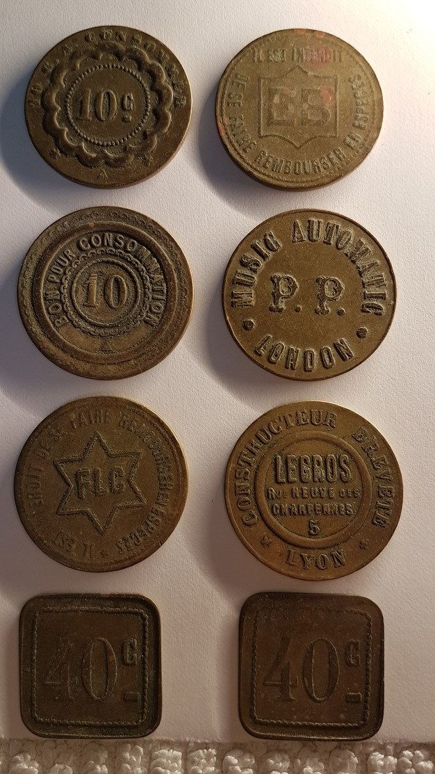 Lot De Jetons -bon Pour Consommations -bon A Consommer  France - Lyon -london - Monetary /of Necessity