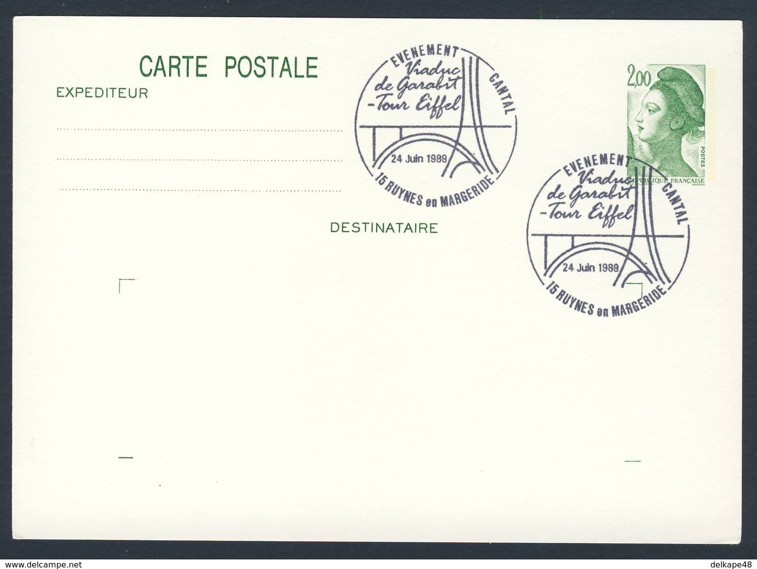 France Rep. Française 1989 Card Karte Carte - Viaduc De Garabit - Tour Eiffen, Ruynes En Margeride - Evenement Cantal - Treinen