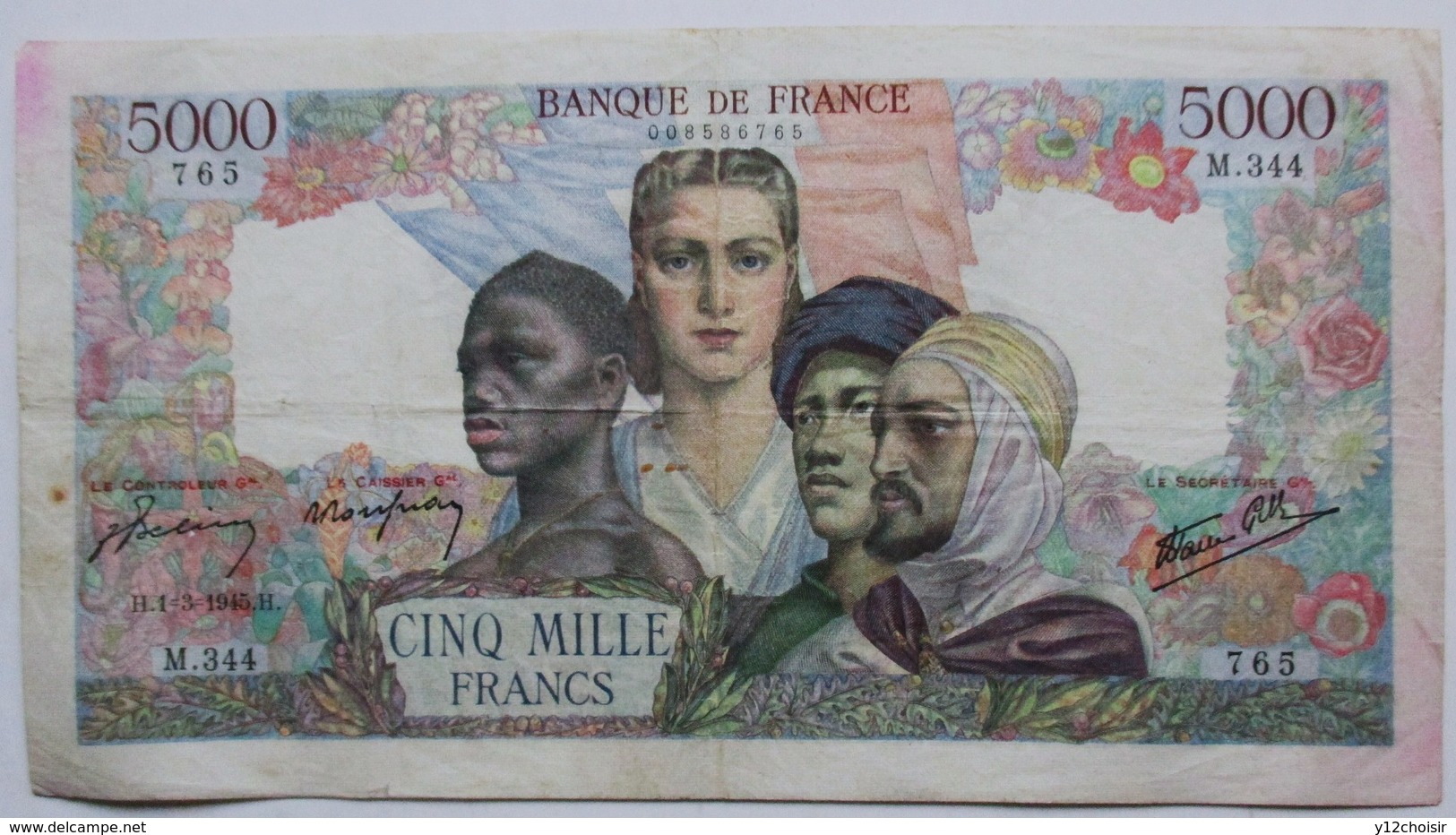 BILLET 5000 CINQ MILLE FRANCS LAFAYETTE 1945 EMPIRE FRANCAIS COLONIES - 5 000 F 1942-1947 ''Empire Français''