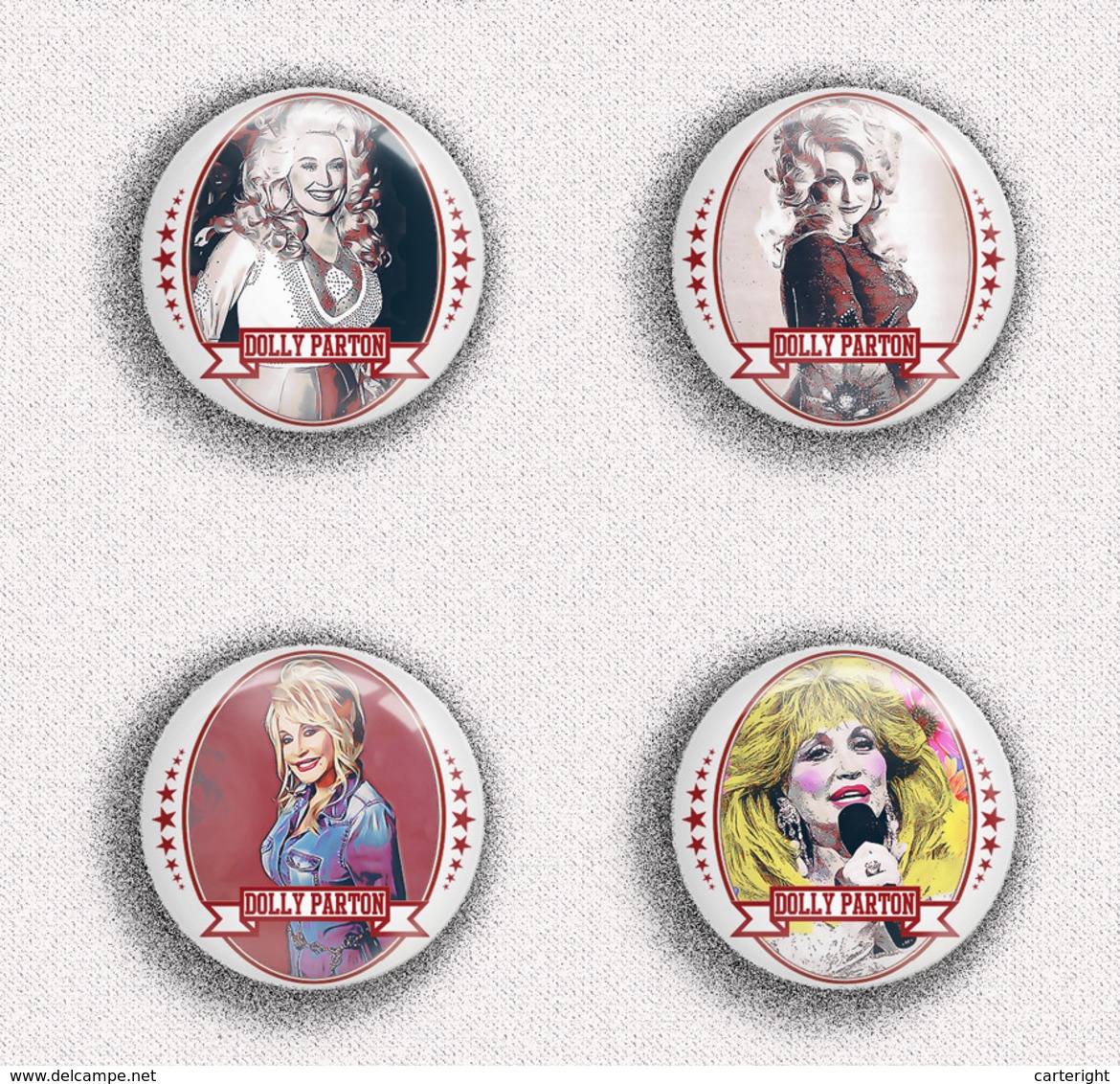 140 X Dolly Parton Music Fan ART BADGE BUTTON PIN SET 5-8 (1inch/25mm Diameter) - Musica