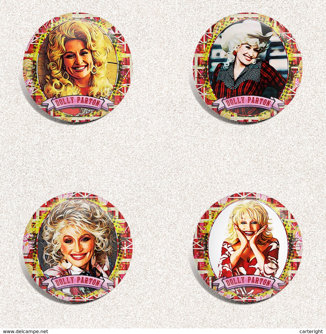 140 X Dolly Parton Music Fan ART BADGE BUTTON PIN SET 5-8 (1inch/25mm Diameter) - Musica