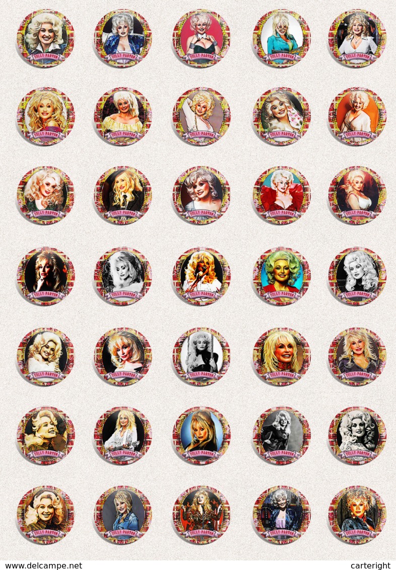 140 X Dolly Parton music fan ART BADGE BUTTON PIN SET 5-8 (1inch/25mm diameter)