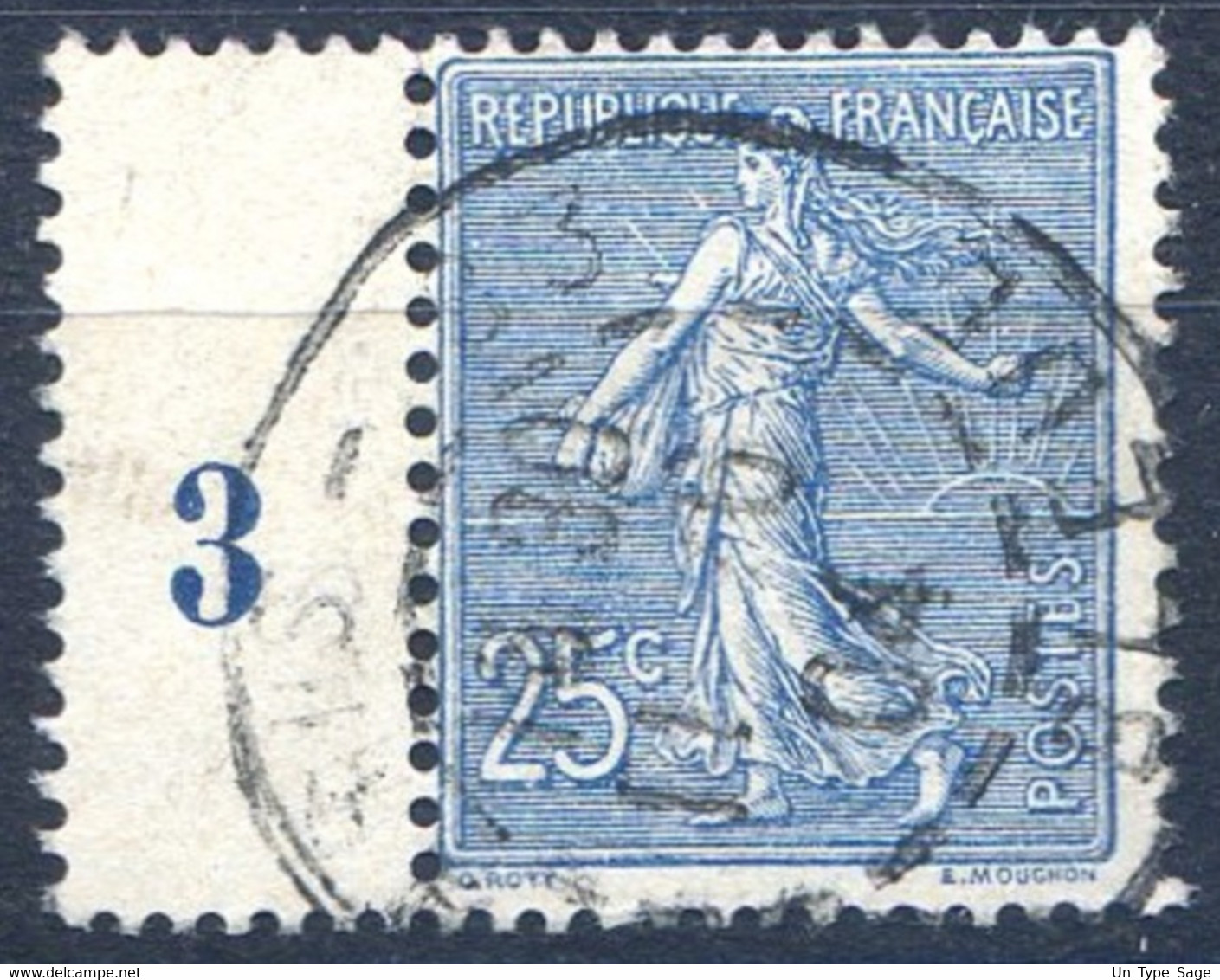 France - Semeuse N°132 - Millésime 3 - Oblitéré - (F593) - 1903-60 Säerin, Untergrund Schraffiert