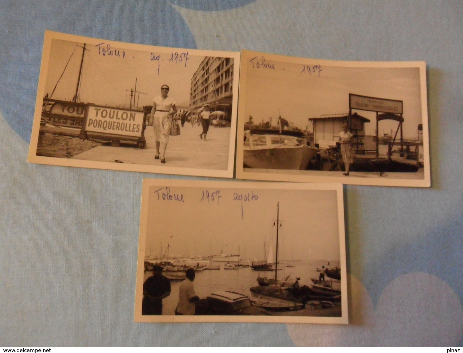 Porticciolo TOLONE  3 Foto BARCHE E MOVIMENTATE 1957 - Bateaux