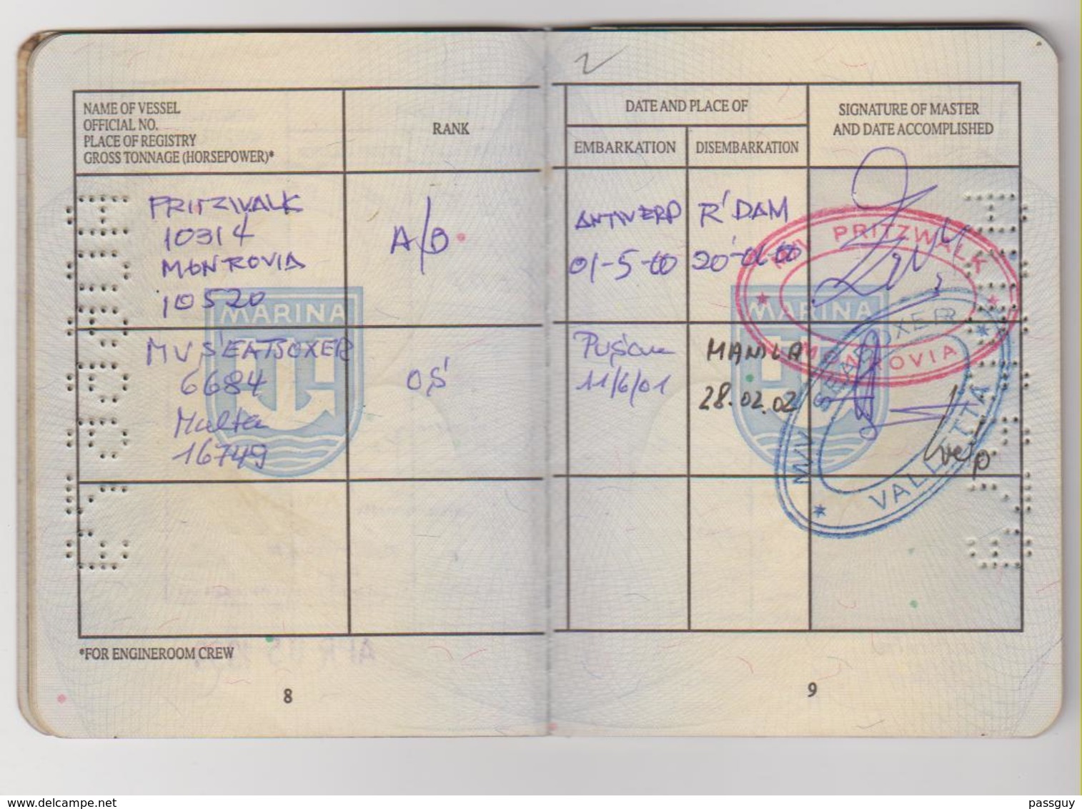 Seaman's Passport PHILIPPINES 1995 Passeport De Marin – Reisepaß – Revenues/Fiscaux - Documenti Storici