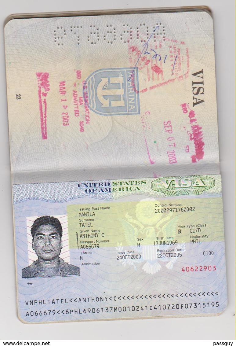 Seaman's Passport PHILIPPINES 1995 Passeport De Marin – Reisepaß – Revenues/Fiscaux - Documenti Storici