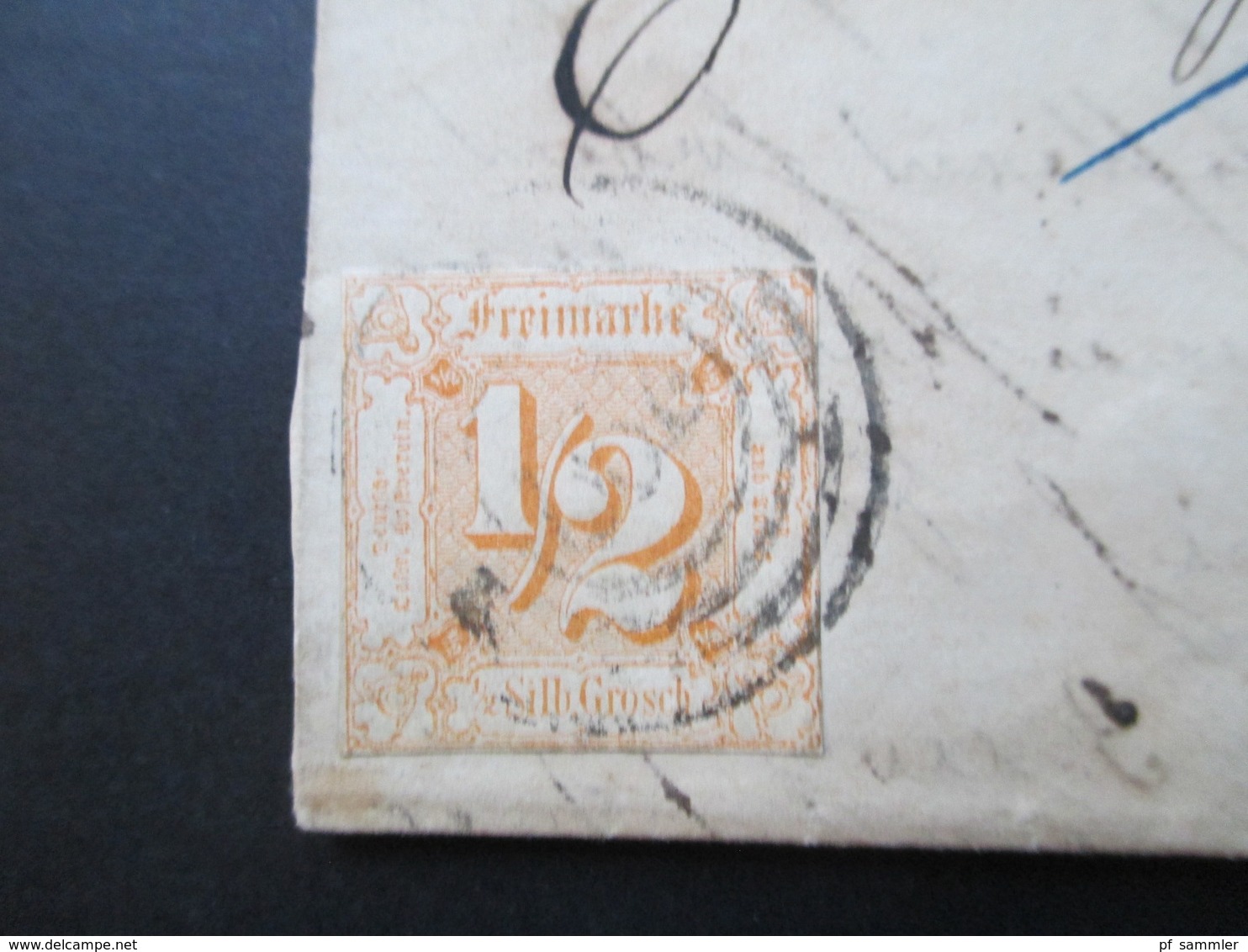 AD Thurn Und Taxis Nr. 47 Auf Halbem Brief Nummernstempel Und K1 Saalburg Taxe Mit Blauer Tinte! KW 300€ - Brieven En Documenten