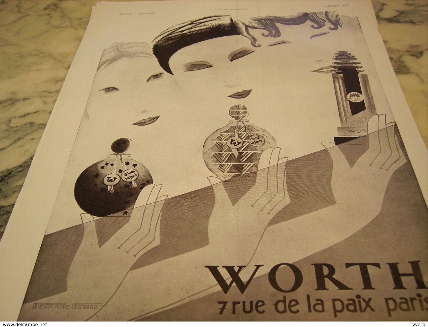 ANCIENNE PUBLICITE PARFUM VERS LE JOUR  WORTH 1930 - Autres & Non Classés