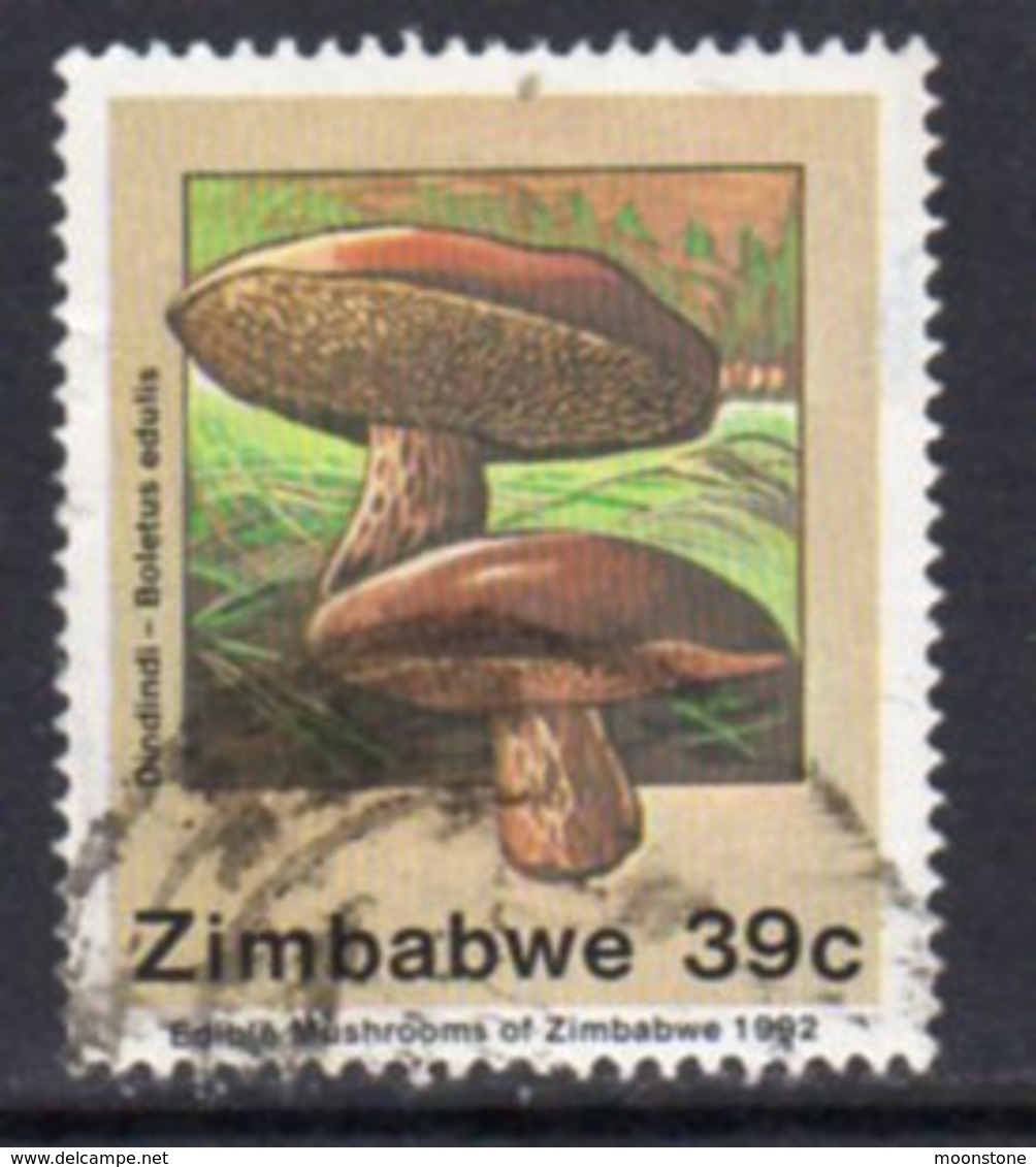 Zimbabwe 1992 Edible Mushrooms 39c Value, Used, SG 827 (BA2) - Zimbabwe (1980-...)