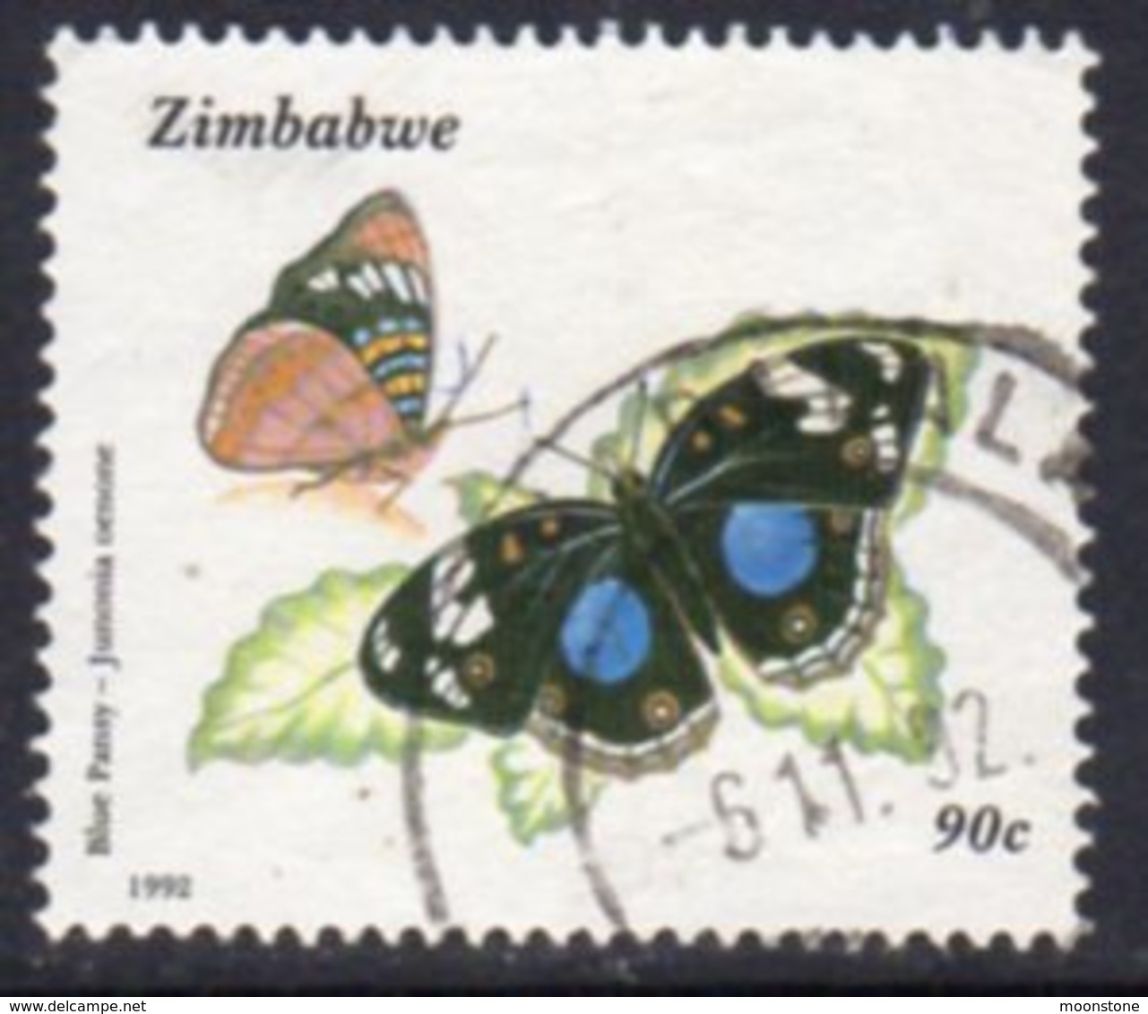 Zimbabwe 1992 Butterflies 90c Value, Used, SG 842 (BA2) - Zimbabwe (1980-...)