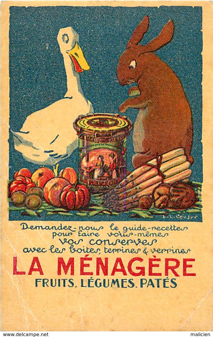 -ref-B52- Publicite - La Menagere - Conserves Fruits Legumes Patés - Illustrateur E.l. Cousyn - Illustrateurs - - Publicité