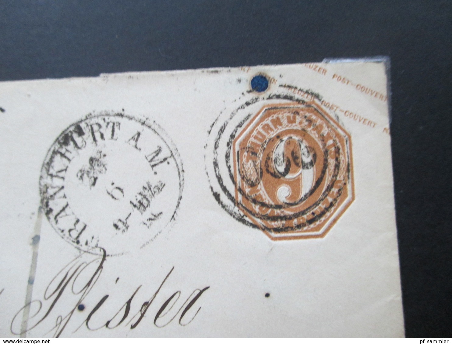 AD 1863 Thurn Und Taxis Ganzsachenumschlag U 24 Gebraucht Mit 6 Stempel U.a. K. Württ. Fahrend Postamt - Covers & Documents