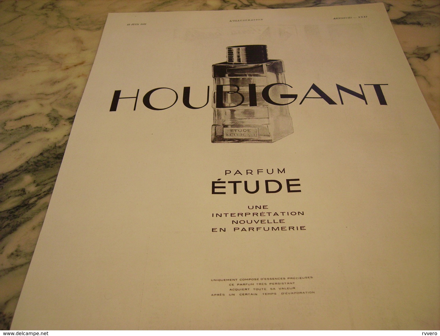 PUBLICITE PARFUM ETUDE DE  HOUBIGANT 1931 - Autres & Non Classés