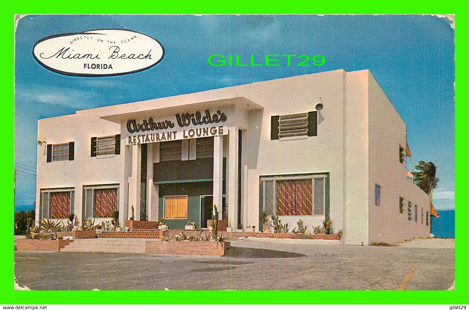 MIAMI BEACH, FL - ARTHUR WILDE'S OCEANFRONT RESTAURANT AND BEACH - TRAVEL IN 1955 - - Miami Beach