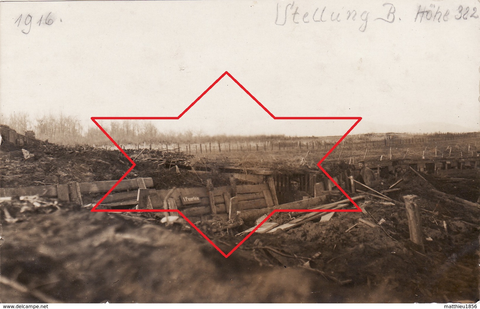 CP Photo 1916 ASPACH-LE-BAS (Niederaspach) - Position Allemande, Tranchée De 1ère Ligne, Côte 322 (A204, Ww1, Wk 1) - Autres & Non Classés