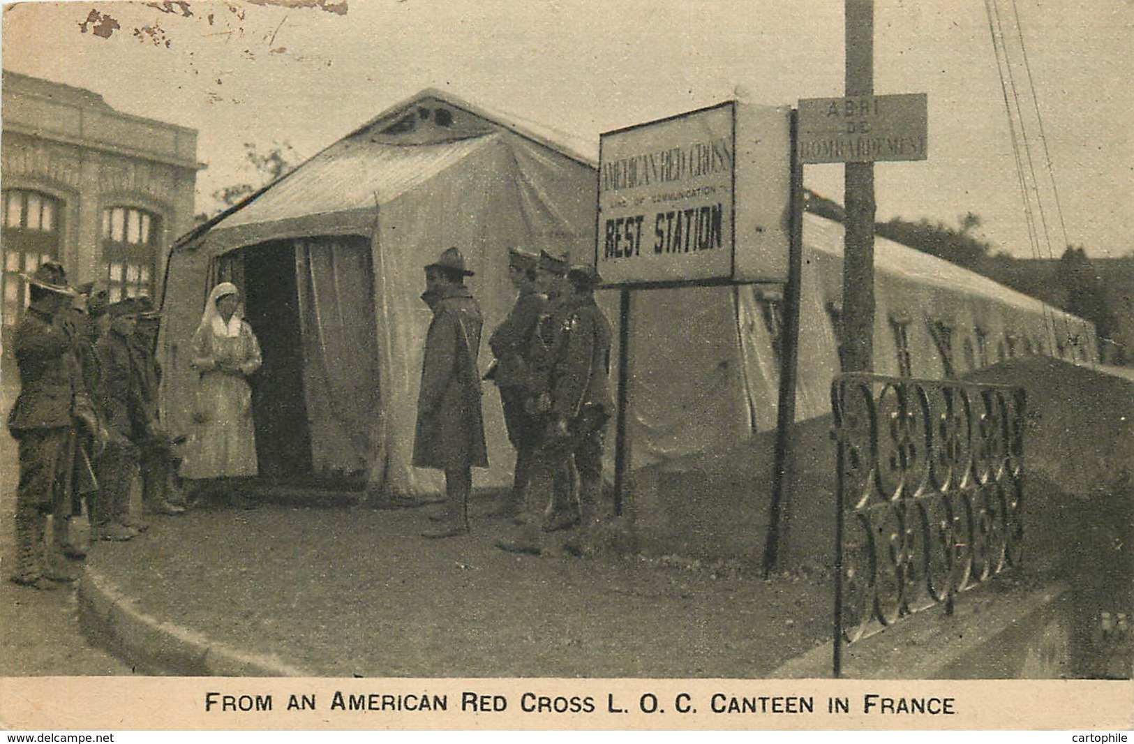 American Red Cross - Lot Of 2 Postcards - Canteen In France - Passed By Base Censor - War 1914-18