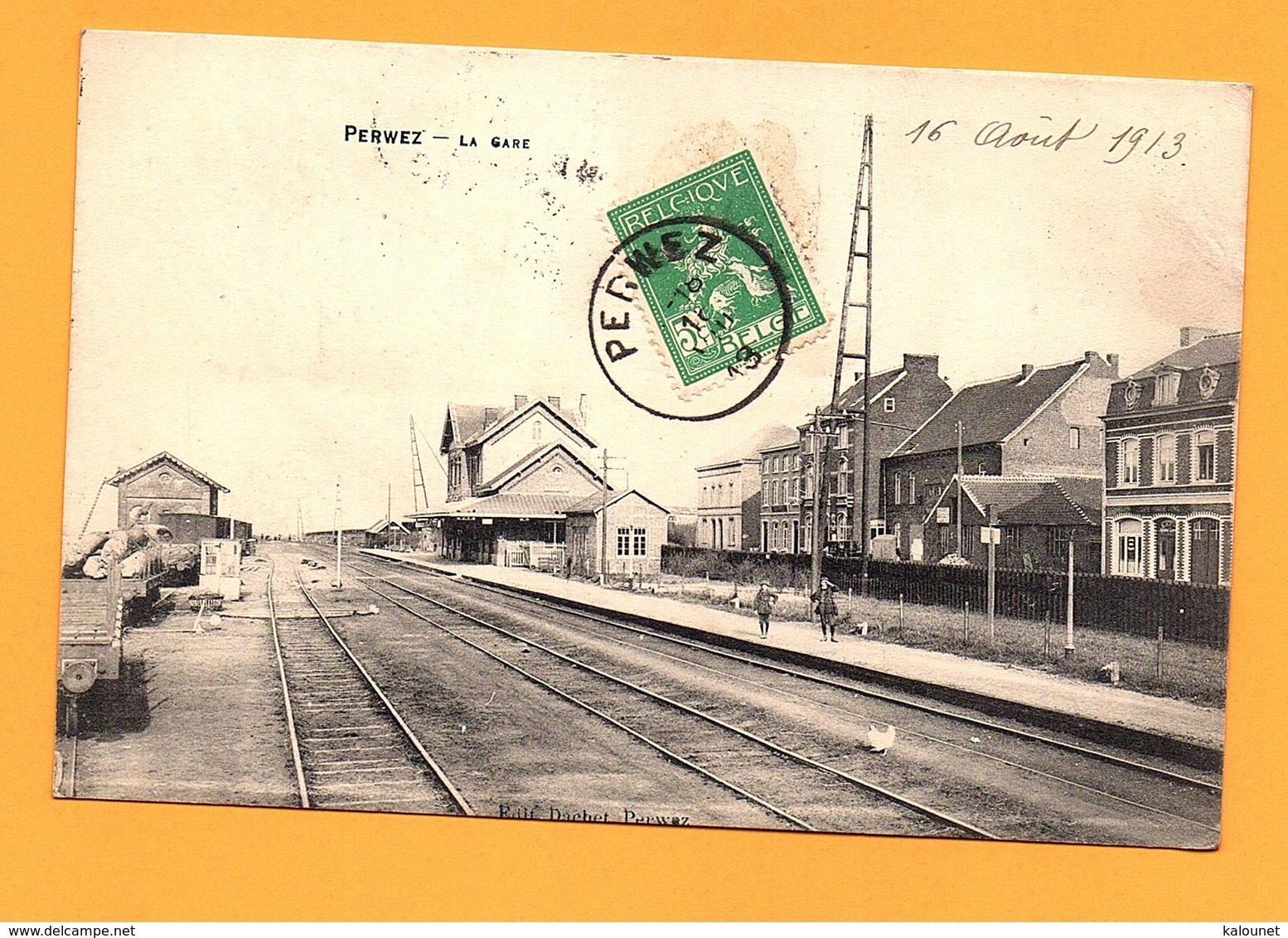 Carte Postale En Noir & Blanc " La Gare " à PERWEZ - Perwez