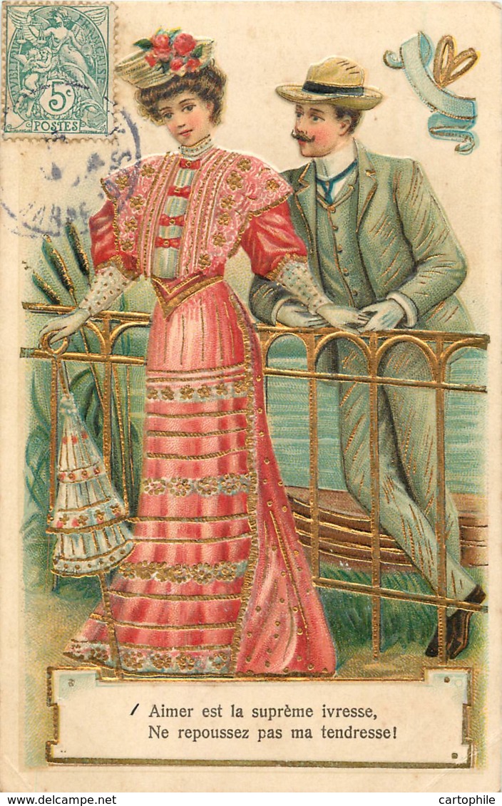 Belle Carte Gaufree De 1907 - Couple 1 - Coppie