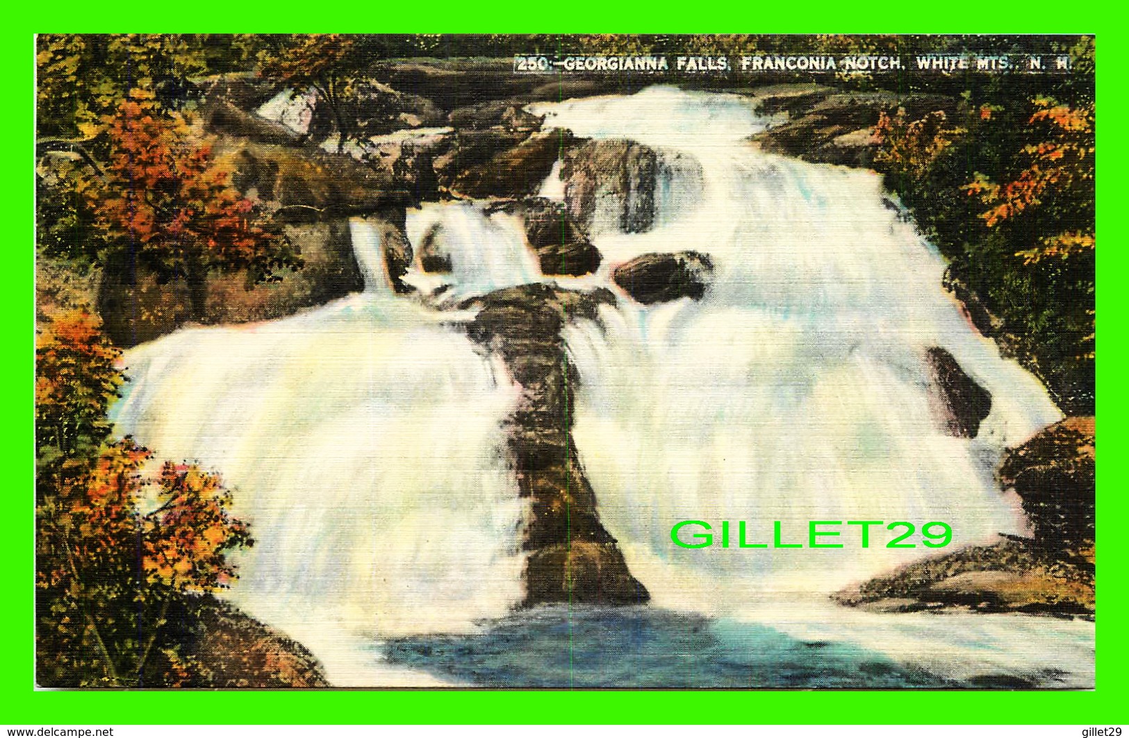 WHITE MTS, NH - GEORGIANNA FALLS, FRANCONIA NOTCH - PUB. BY THE BISBEE PRESS - - White Mountains