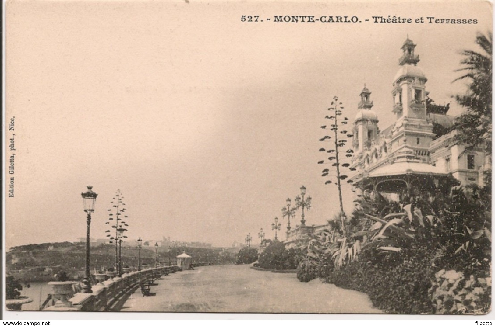 L20J445 - Monté Carlo - Théatre Et Terrasses - Giletta N°527 - Carte Précurseur - Operahuis & Theater