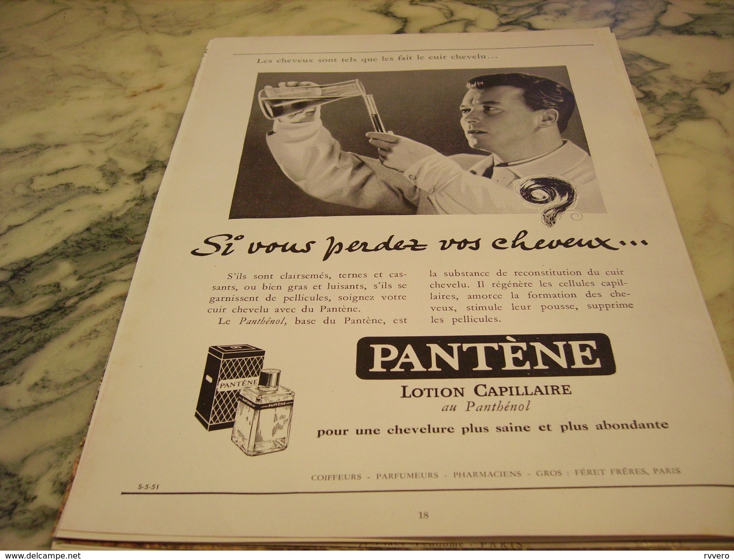 ANCIENNE PUBLICITE SI VOUS PERDEZ VOS CHEVEUX PANTENE 1951 - Autres & Non Classés