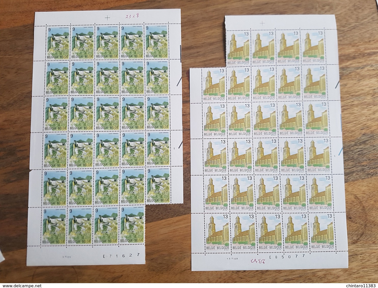 Lot Feuilles Incomplètes De Timbres Belgique - Année 1989 - Non Classés