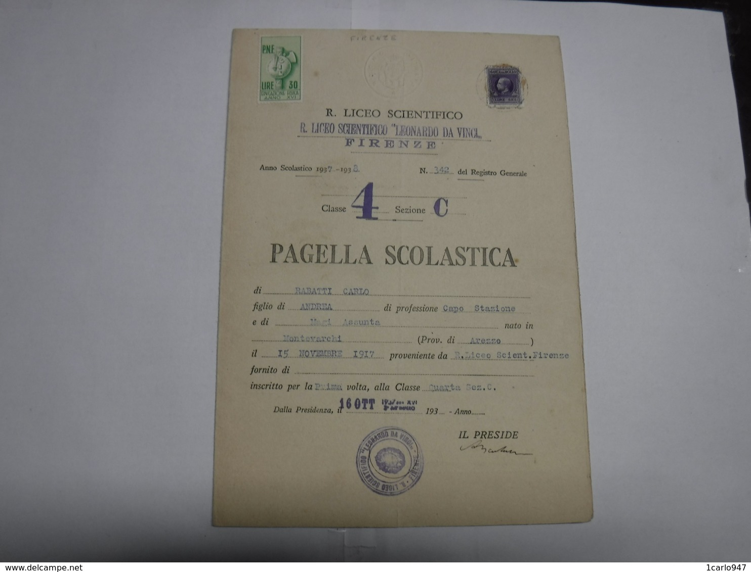 MARCA  DA BOLLO  --- FISCALI  -- EDUCAZIONE FISICA  --- L. 30 - Revenue Stamps