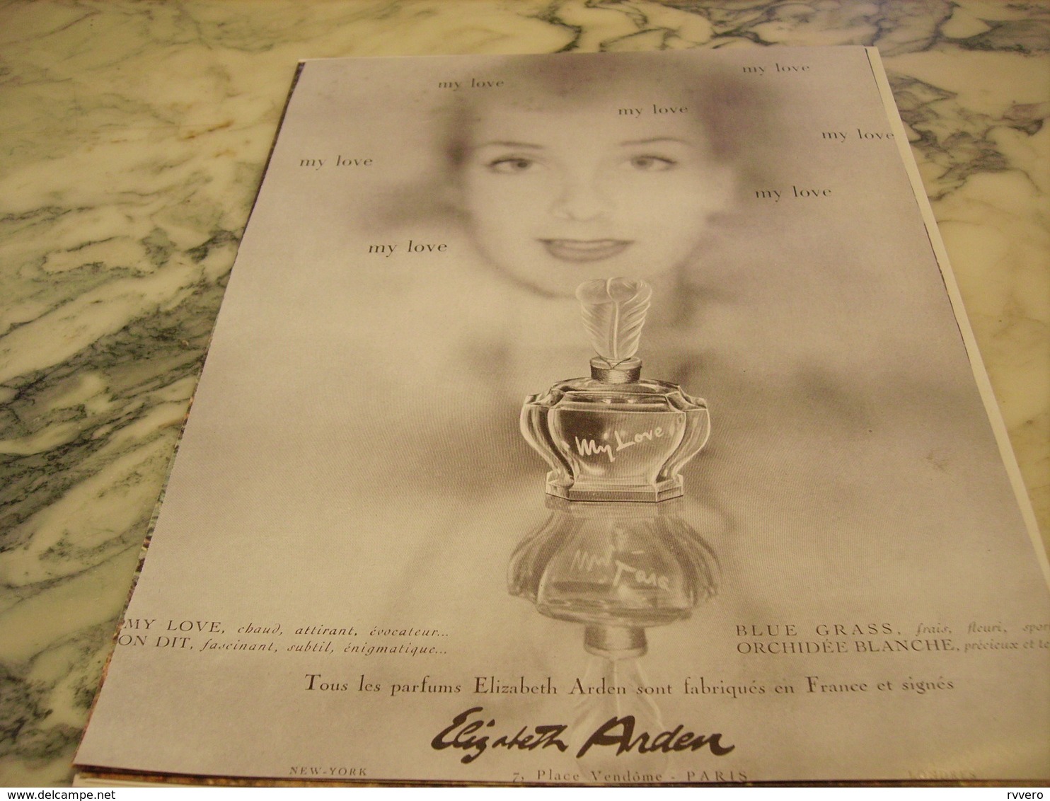 ANCIENNE PUBLICITE PARFUM MY LOVE DE ELIZABETH ARDEN 1951 - Autres & Non Classés