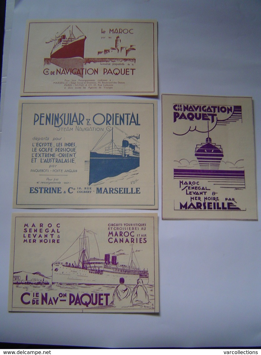 4 PUBLICITE Ancienne : PAQUEBOT PAQUET  - MAROC / P&O - EXTREME ORIENT 1932 - 1937 - Publicités