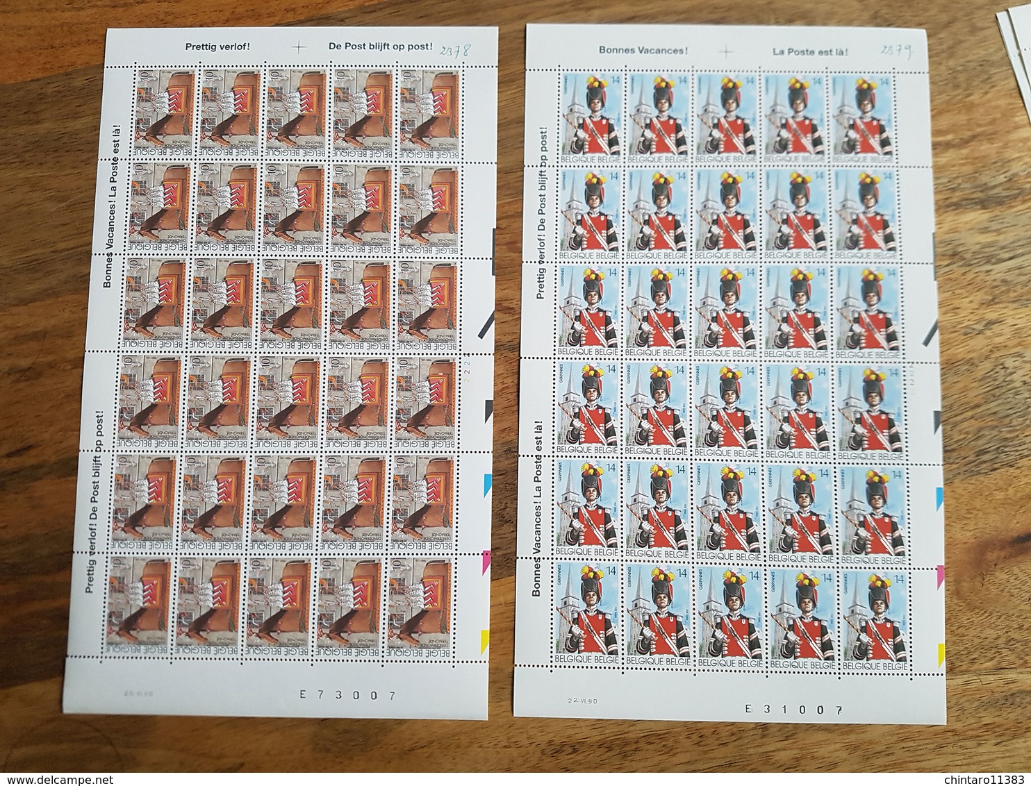 Lot Feuilles Complètes De Timbres Belgique - Année 1990 - Non Classés