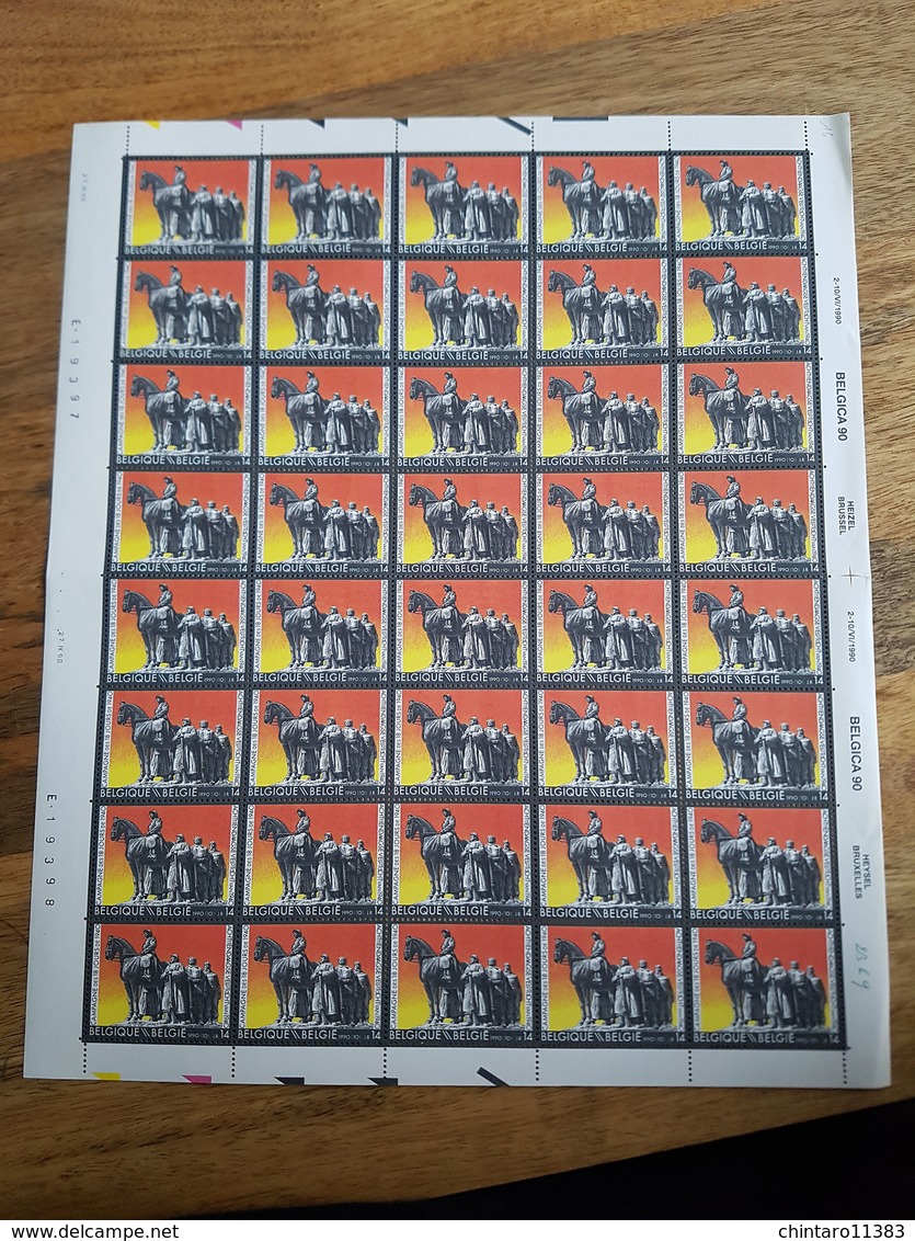 Lot feuilles complètes de timbres Belgique - Année 1990