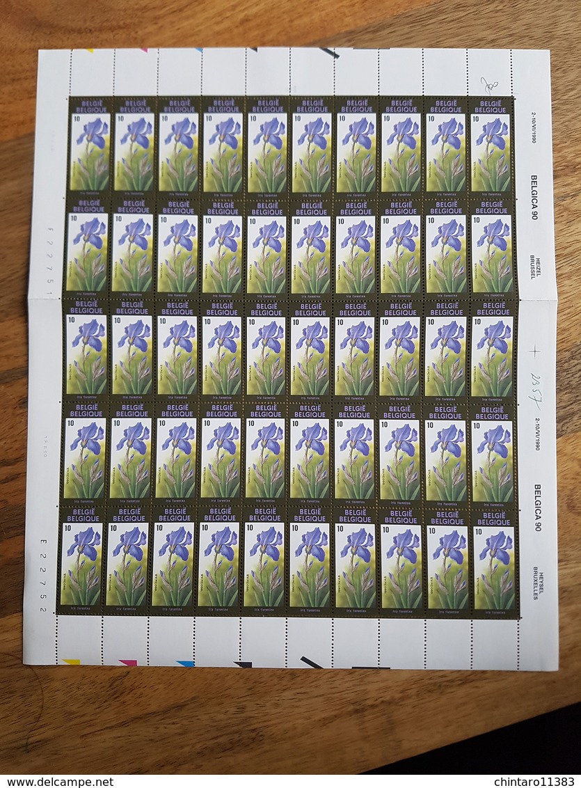 Lot feuilles complètes de timbres Belgique - Année 1990