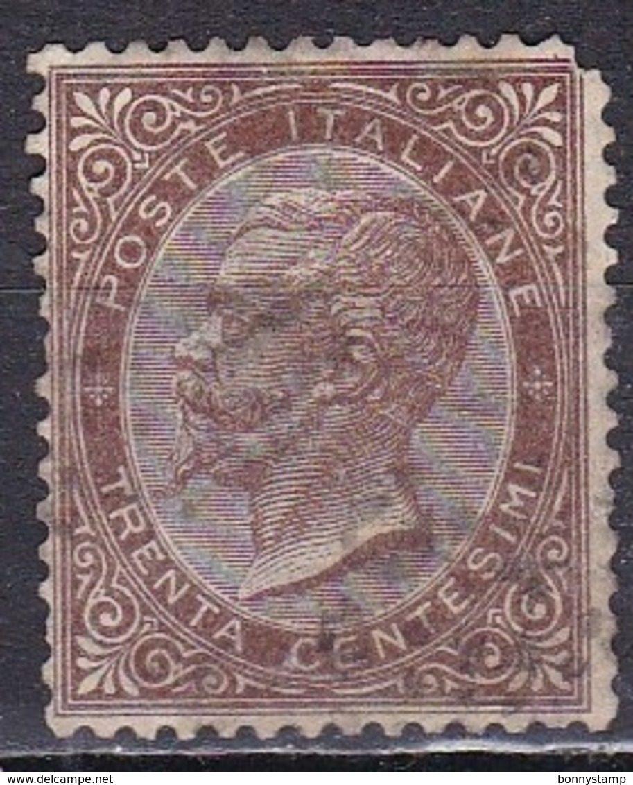 Regno D'Italia, 1863 - 30c Serie De La Rue O Effige Di Vittorio Emanuele II - Nr.19T Usato° - Afgestempeld